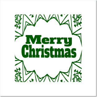 Merry and Bright - "Merry Christmas"  Abstract Line Art Design Posters and Art